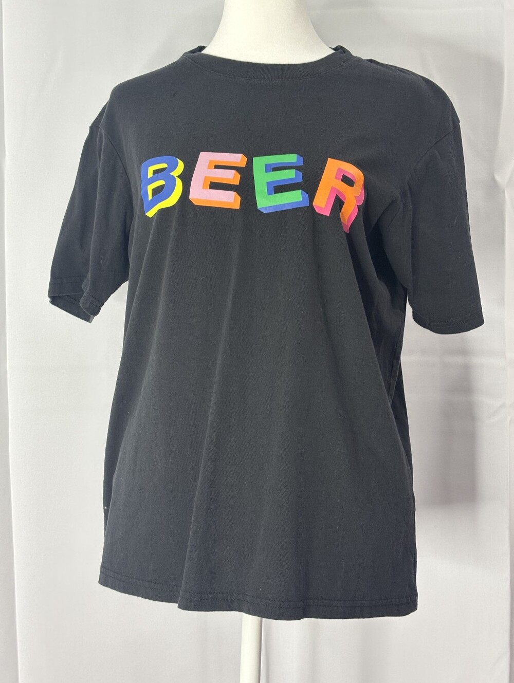 Fear of Cotton On Men’s Small Black BEER Graphic T-Shirt Multicolor